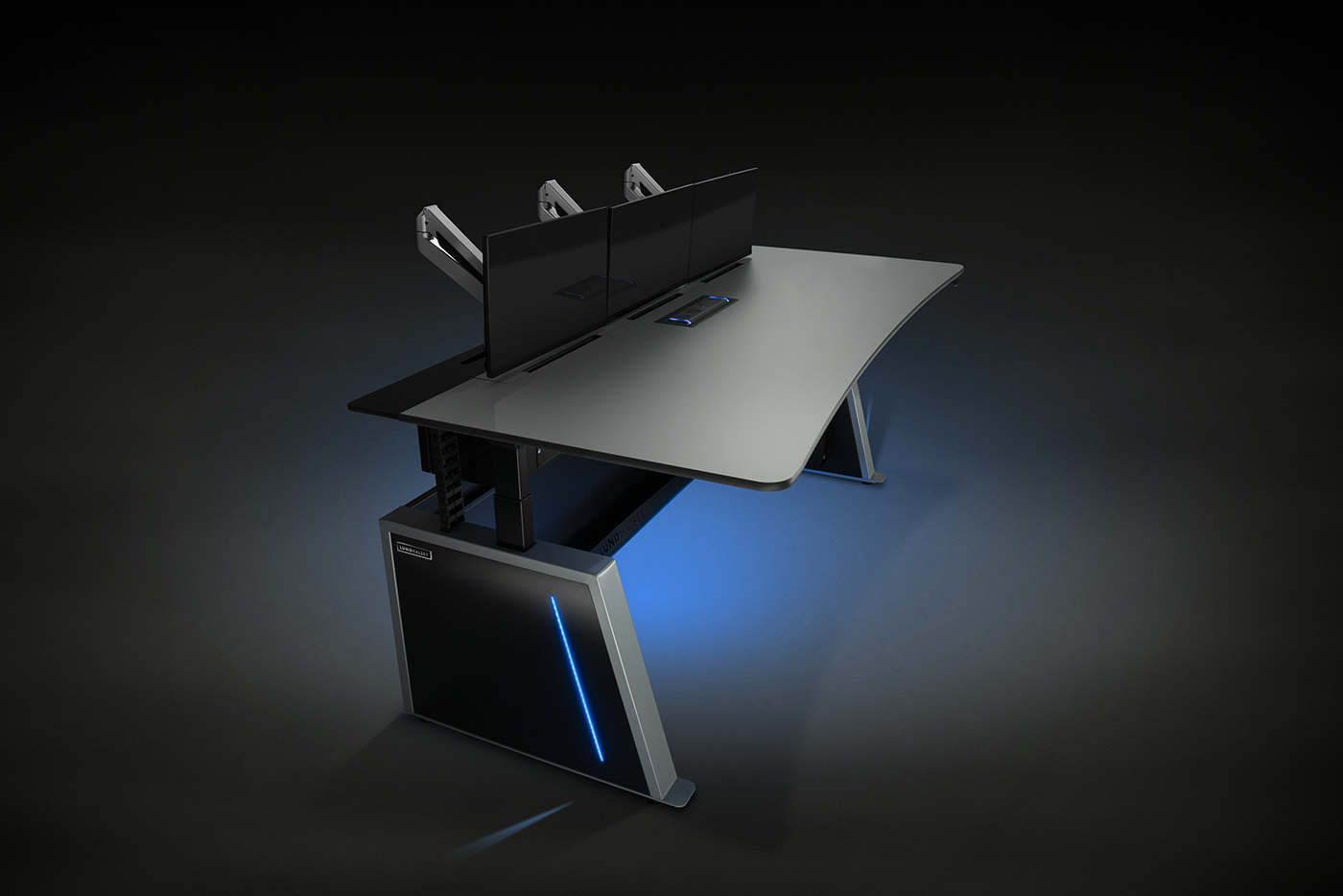 LundHalsey Visionline height adjustable control room console Visionline VL3