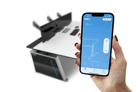 Visionline VL3 App Detail showing adjustable desk functions on mobile app.