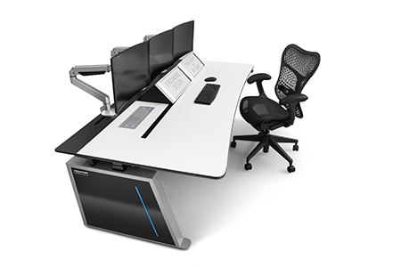 Visionline XT3 sleek, modular desk system for command and control rooms: AV control rooms; Network Operation Centres (NOC); Security Operation Centres (SOC).