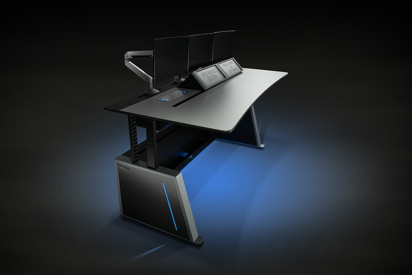 LundHalsey x-Type height adjustable control room console Visionline XT3