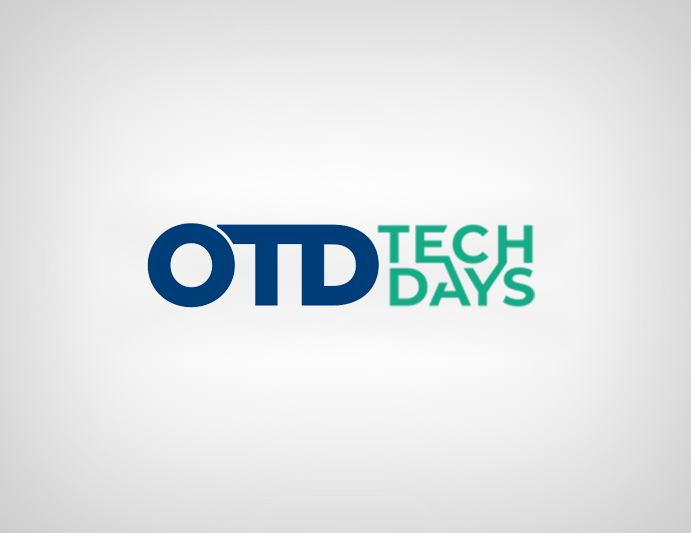 OTD Tech Days logo with OTD in bold blue letters and Tech Days in green, set against a light grey gradient background, highlights the spirit of OTD Energy 2025 - Norway.