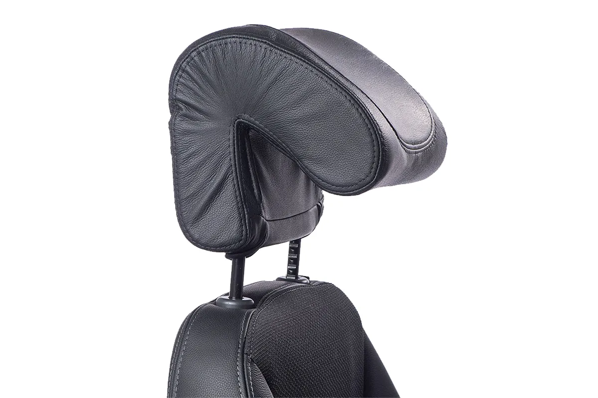 Throna K24 Headrest Adjustment Throna K24 adjustable padded headrest open